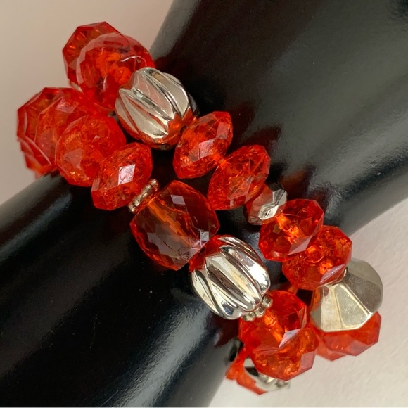 Jewelry - Orange Acrylic Crackle beads Boho Stretch Bracelets